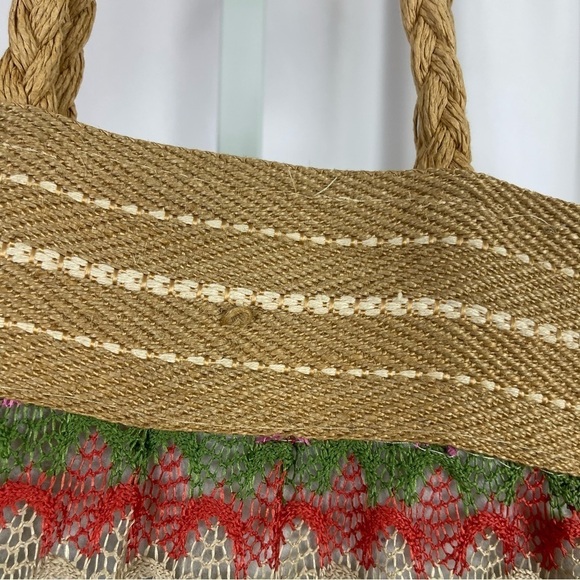 Wayan Natural Wear Linen Embroidered Boho Woven Tote HandBag Beach Hippie - Picture 6 of 12
